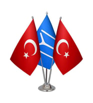 Masa Üstü Kayı Boyu Bayrağı Türk Bayrağı Üçlü Krom Direk Masa Bayrak Seti