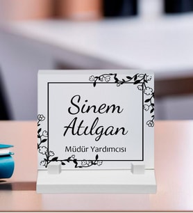 Kişiye Özel Çiçek Temalı Masaüstü Taş İsimlik