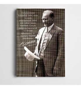 Atatürk Gerçek Zafer Öğretimle Olur Kanvas Tablo