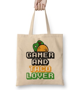 Gamer And Taco Lover Funny Quotes Bez Çanta Uzun Saplı