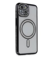 Iphone 14 Kılıf Joke Simli Magneticsafe Kılıf - Siyah