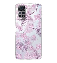 Xiaomi Redmi Note 11 Pro Uyumlu Kamera korumalı Kapak Floral Pudra Tasarımlı  Şeffaf Kılıf