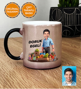 Kişiye Özel Karikatürlü Diyetisyen Sihirli Kupa Bardak Diyetisyenler Günü Hediyesi Erkek Diyetisyene Hediye