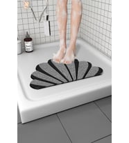 Deniz Kabuğu Banyo Paspası Kaymaz Taban Yumuşak Esnek  Paspas Islak Zemin Hijyenik Paspas (40x60 cm) (Gri)