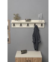 Askılık Duvar Elbise Askılığı Portmanto 80 Cm Krem Düz