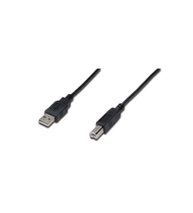 Digitus USB 2.0 Bağlantı Kablosu, USB A Erkek - USB B Erkek, 1 metre, AWG 28, UL, siyah renk