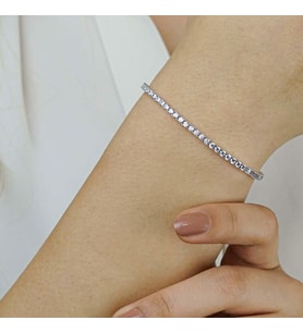 Pırlanta Montür Yuvarlak 925 Ayar Gümüş Su Yolu Bileklik 2.5 MM