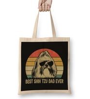 Best Shih Tzu Dad Ever Vintage Bez Çanta Uzun Saplı