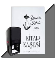 Kişiye Özel Çiçek Buketi 11 2021 Otomatik Kitap Kaşesi (Siyah)