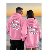 Sevgili Çift Kombin Kapüşonlu Sweatshirt – Forever&Together Baskılı Çift Hoodie Unisex 2'li Set (Pembe)