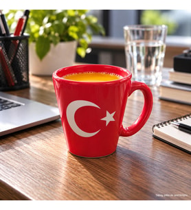 Kupa Bardak 200 ML Türk Bayraklı Ay Yıldız Kahve Çay Kupası