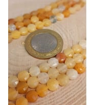Akik Taşı YASSI Faset Kesim YARIM Dizi 6x4mm (42830) (18cm uzunluğundadır)