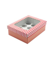 22x30x10 Pencere Kapaklı 12'li CupCake Kutusu (10 Adet)