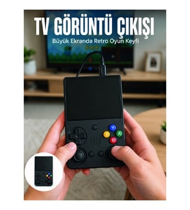 Mey İthalat® Retro Oyun Konsolu Çift Analog Joystick 64GB Hafızalı Taşınabilir El Konsolu