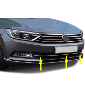 Passat B8 Krom Ön Tampon Çıtası Sis Arası 3 Parça 2015 - 2019 Paslanmaz Çelik