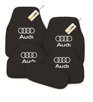Audi Logolu Şık Oto Halı Paspas Seti 5 Parça  Lüks Araç İçi Zemin Koruma Aksesuarı (Antrasit)