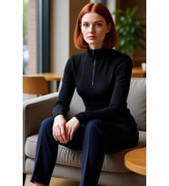 Kadın Moda Şık Üst Giyim Regular Fermuarlı Yaka Slim Kalıp Örme Fitted vücuda Oturan Esnek Bluz