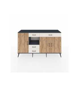 Kronos Konsol 4 Raflı 4 Çekmeceli 3 Kapaklı 176x59x99 Antrasit-Çam/Aytaşı