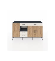Kronos Konsol 4 Raflı 4 Çekmeceli 3 Kapaklı 176x59x99 Antrasit-Çam/Aytaşı