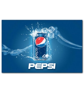 Cakatabloo Pepsi Kutu ve Buzlar Mavi Zemin MDF Tablo