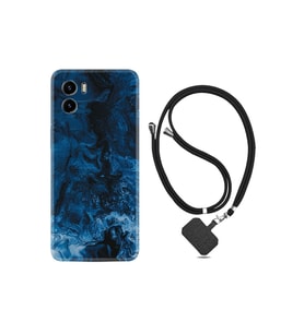 Vivo Y15s Kılıf Silikon Desen Boyun Askılı Blue Zigzag 1687