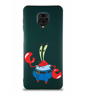 Xiaomi Redmi Note 9 Pro Soft Premier Kapak Bay Yengeç Tasarımlı Silikon Kılıf - Yeşil (Şeffaf)