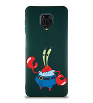 Xiaomi Redmi Note 9 Pro Soft Premier Kapak Bay Yengeç Tasarımlı Silikon Kılıf - Yeşil (Şeffaf)