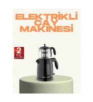 Cam Demlikli Elektrikli Çay Makinesi ve Cam Türk Kahvesi Cezvesi Seti