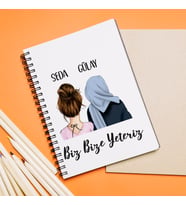 Kız Arkadaş Tesettürlü - Açık ( Biz Bize Yeteriz ) Tasarımlı Defter Kişiye Özel