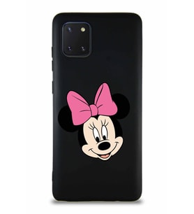 Samsung Galaxy A81 Soft Premier Kapak Minnie Mouse-C Tasarımlı Silikon Kılıf - Siyah (Şeffaf)