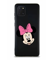 Samsung Galaxy A81 Soft Premier Kapak Minnie Mouse-C Tasarımlı Silikon Kılıf - Siyah (Şeffaf)