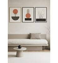 Minimalist Doğa ve Geometrik Sanat 3’lü Ahşap Çerçeveli Tablo Seti
