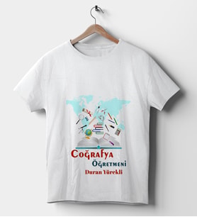 Coğrafya Öğretmenlerine Özel Kişiselleştirilebilir Tişört (Beyaz)