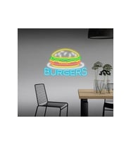 BURGERS Yazılı ve Şekilli Neon Tabela
