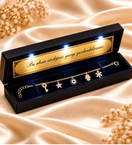 925 Ayar Gümüş Kadın Bileklik Gold Şans Modeli Kişiye Özel Yazılı Premium Işıklı Kutulu