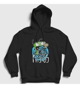 Presmono Unisex Siyah Me And The Squirrel Are Friends Gir Invader Zim Kapüşonlu Sweatshirt 449051tt