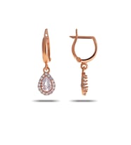 Kuvars Taşlı Damla Mini Rose 925 Ayar Gümüş Küpe 4964 (Beyaz)
