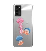 Oppo A16 / A55 Uyumlu Deniz Anası ve Mantar Tasarımlı Şeffaf Telefon Kılıfı