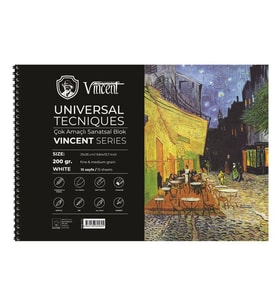 Vincent Universal Tecniques White Çok Amaçlı Sanatsal Blok 200 gr 25x35 cm 15 Sayfa 