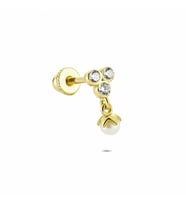 Glorria Altın İnci Üç Taş Helix Piercing