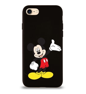 Apple iPhone 8 Uyumlu Lansman Kılıf Mickey Mouse Tasarımlı Altı Kapalı İçi Kadife Kaplı  Kapak (Şeffaf)