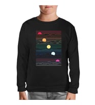 Sunset in Waves Siyah Çocuk Sweatshirt