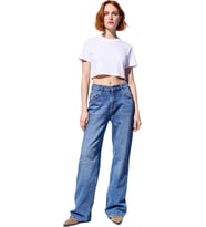 Kadın Wide Leg Denim Pantolon Rejeneratif Pamuk Fonksiyonel Dayanıklı Kaliteli Konforlu Şık