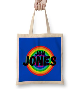 Jon Jones - Vintage Retro Rainbow Style Warriors Design Wrestlers-Gift Bez Çanta Uzun Saplı