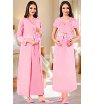 Kırmızı Hayal Sepeti JNK-26720 Sabahlıklı 2 Parça Lohusa - Hamile Gecelik Takım (Pembe)