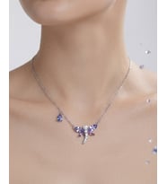 Kadın Renkli Taşlı Yusufçuk Model Çelik Kolye
