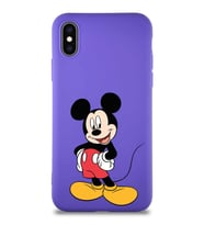 Apple iPhone X Soft Premier Kapak Mickey Mouse-E Tasarımlı Silikon Kılıf - Mor (Şeffaf)