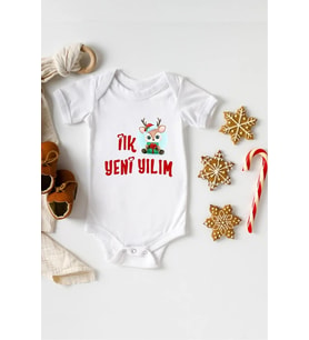 İlk Yeni Yılım Özel Tasarım Bebek Zıbın Pamuklu Çıtçıtlı Body