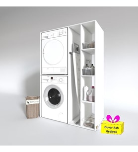 Kenzlife çamaşır-kurutma makinesi dolabı alyusha byz 180*120*60 banyo arkalıksız + tekli duvar rafı hediyeli (Karışık)