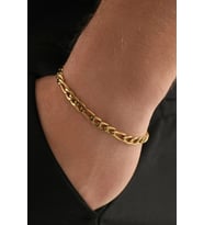 Figaro Paslanmaz Çelik Bileklik Unisex Erkek Bayan Bileklik Zincir Künye ack06b-3 (Sarı)